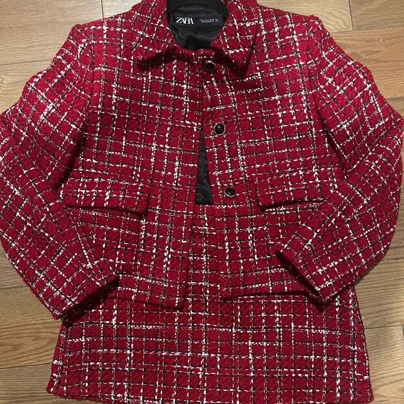 Zara Red Plaid Blazer and Shorts Set - Picture 4 of 6